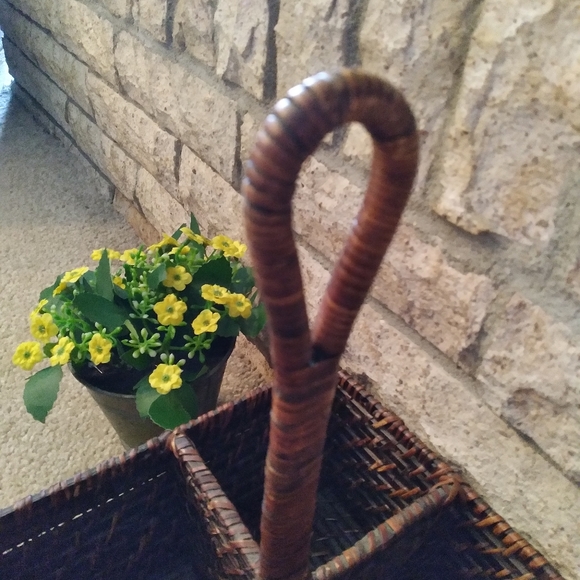 Vintage wicker Rattan silverware basket deep carry for flatware, Rattan bottle - Picture 4 of 8